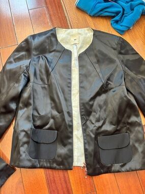 Women's Black Satin Zip-Front Jacket